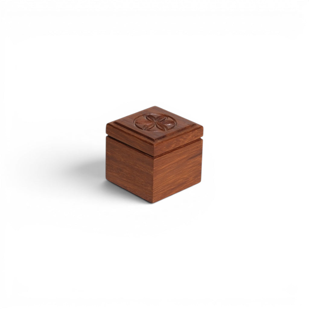 Carved Lid Square Storage Box