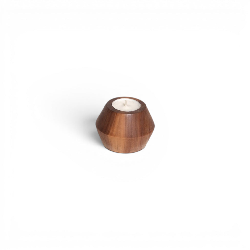 Turned Wooden Candle Holders (Set of Two)