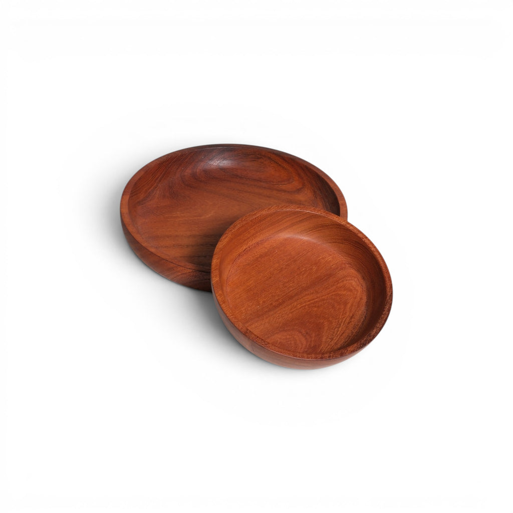 Wooden Turned Plates (Set of Two)