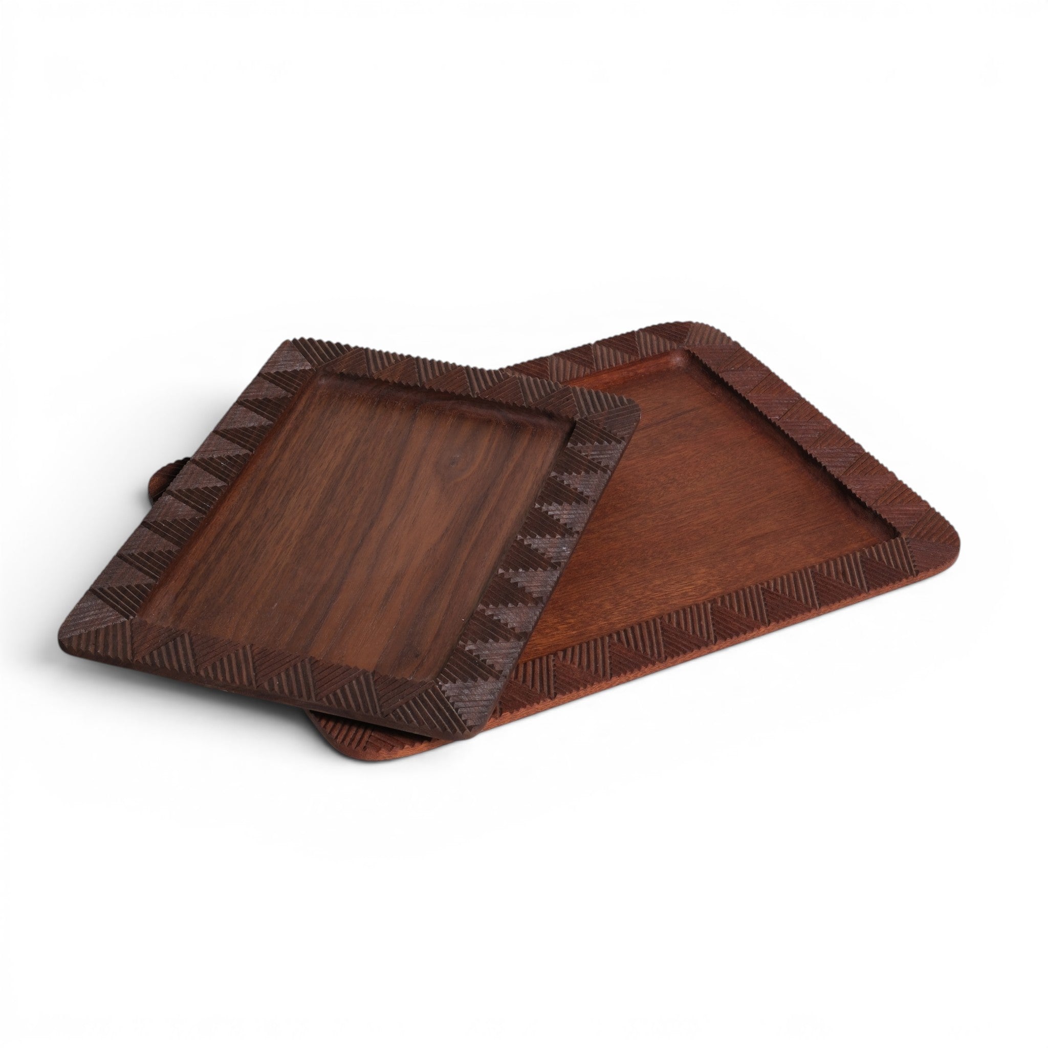 Rectangular Carved Trays (Set of Two)
