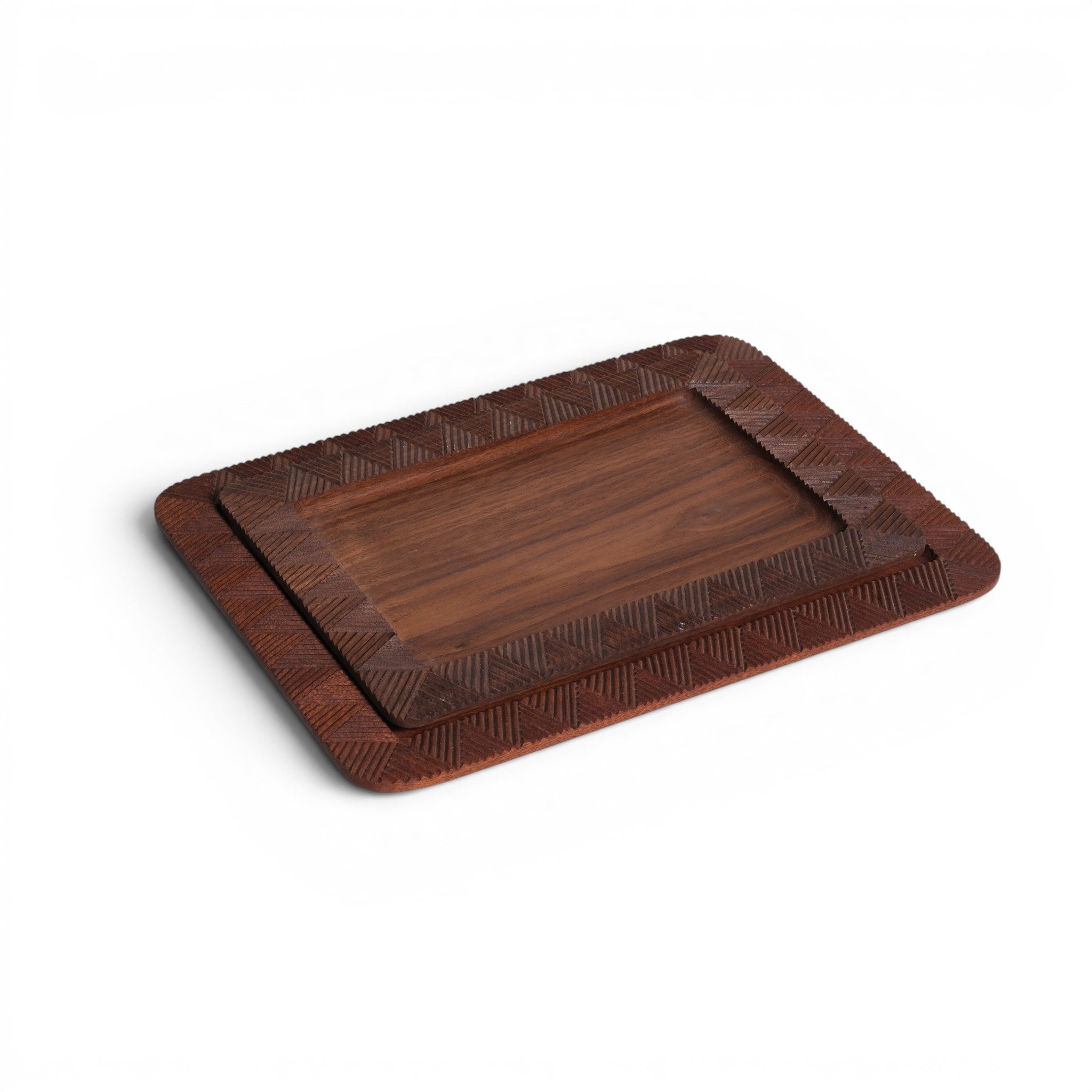 Rectangular Carved Trays (Set of Two)