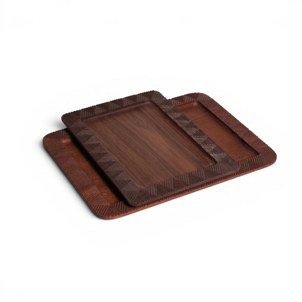 Rectangular Carved Trays (Set of Two)